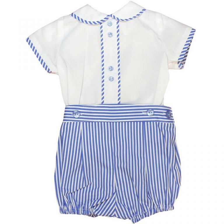 Baby Ferr Blue and White Romper