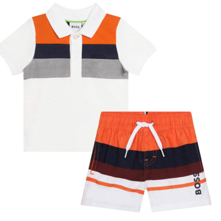 ORANGE & BLACK HUGO BOSS BOYS SHORT SET